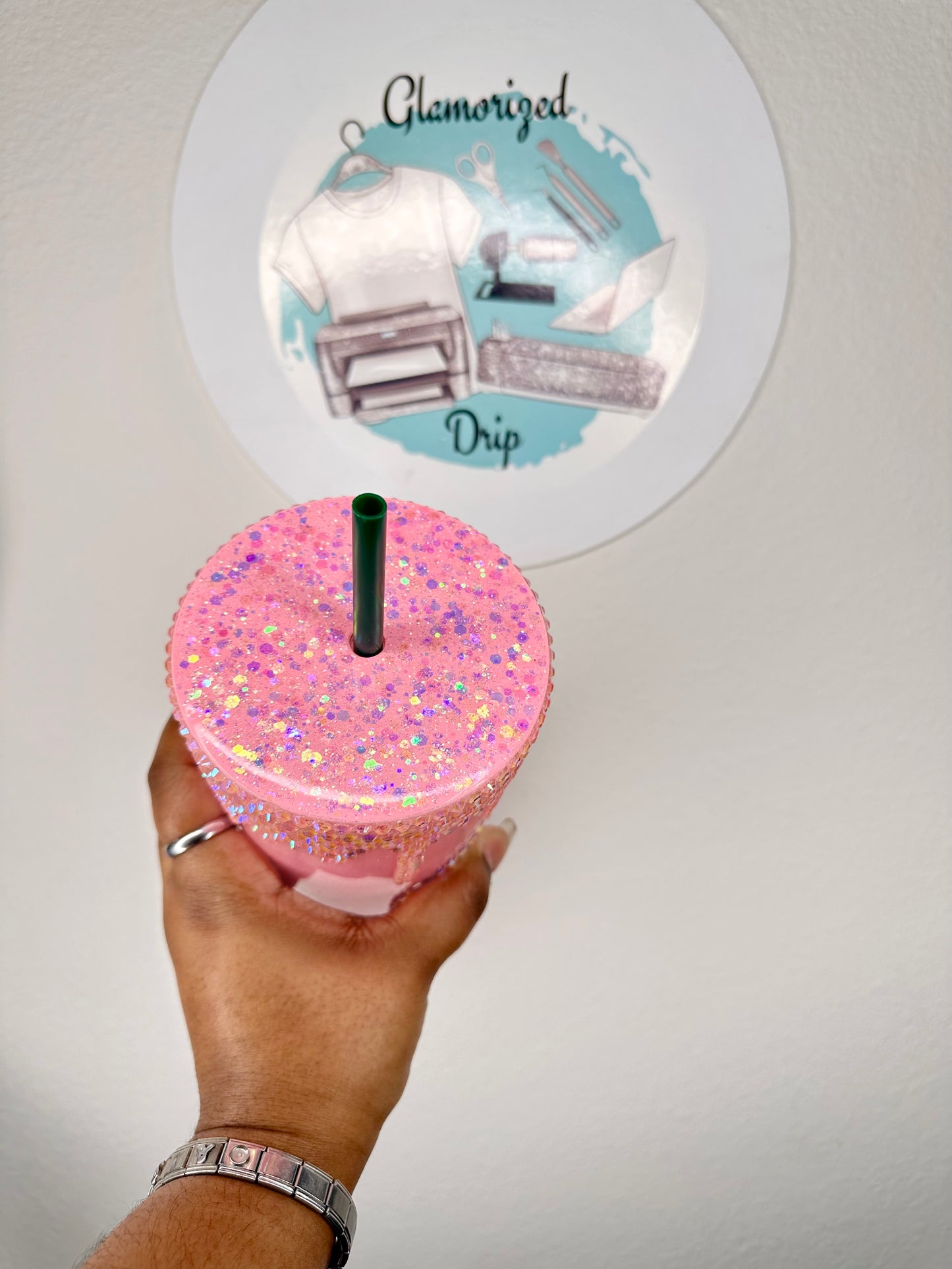 Pink snowglobe tumbler