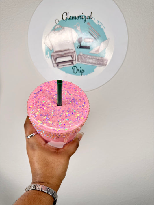 Pink snowglobe tumbler