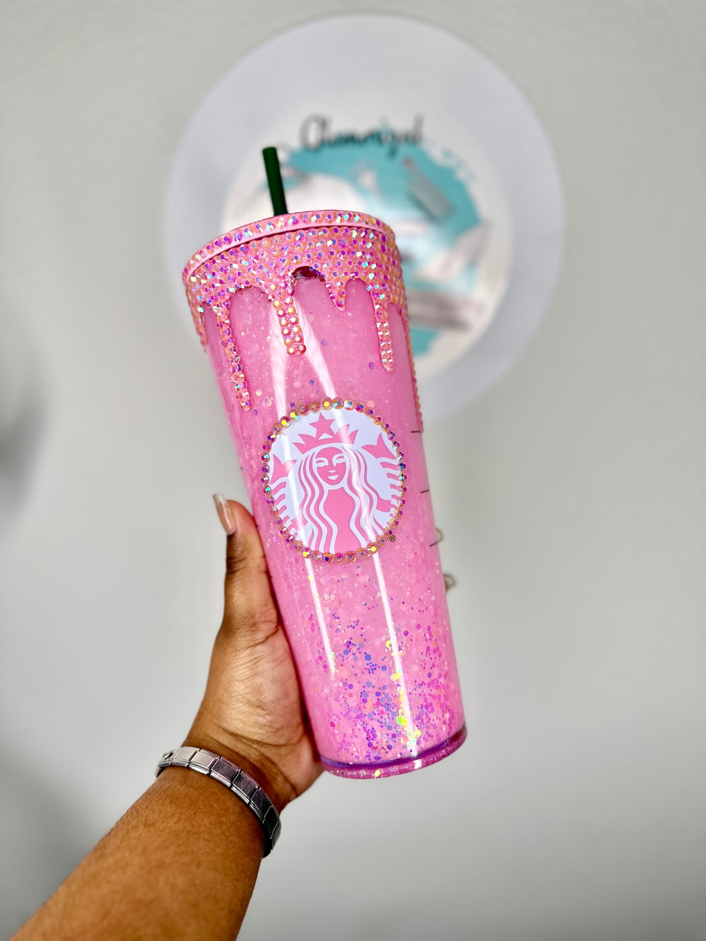 Pink snowglobe tumbler