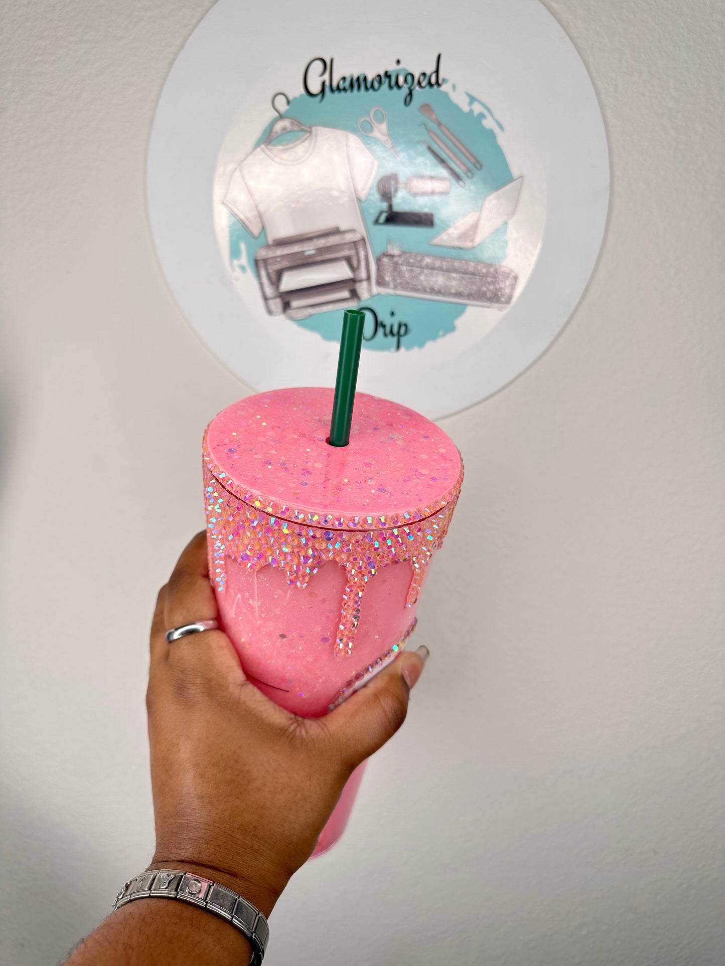 Pink snowglobe tumbler